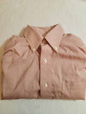 Brooks Brothers 100% Cotton Mens Dress Shirt 14.5 32 33 Red Long Sleeve Preppy